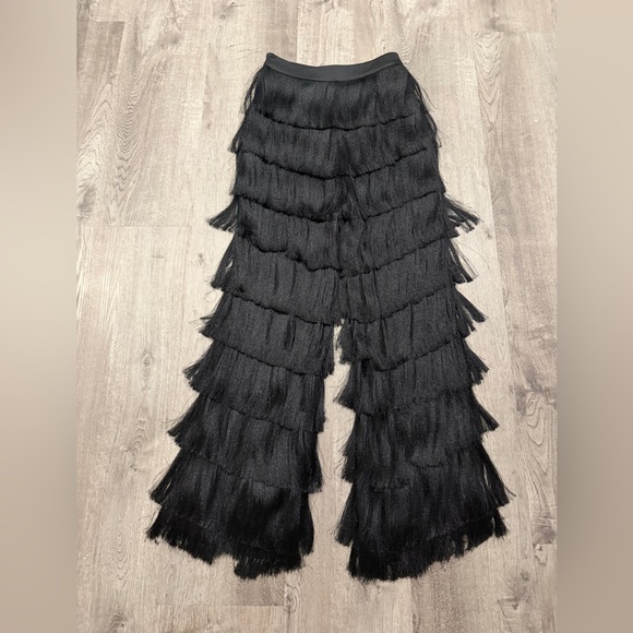 Zara Pants - Zara Black Layered High Waisted Fringe Pants M
